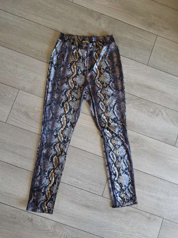 Snake animal print velour pants