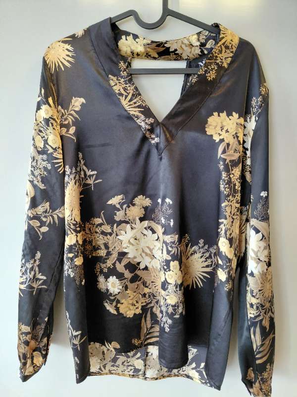 NüDenmark silk blouse black/gold