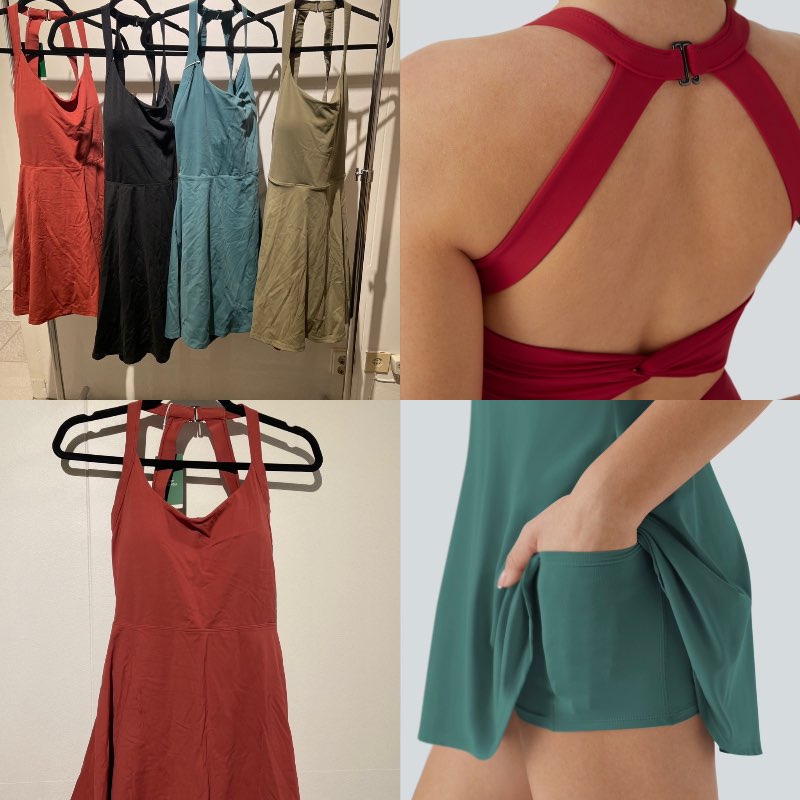 NýrRauður kjóll m.áfös boxerbrók