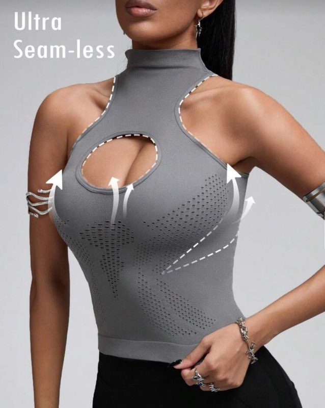 Grár seamless gymtoppur