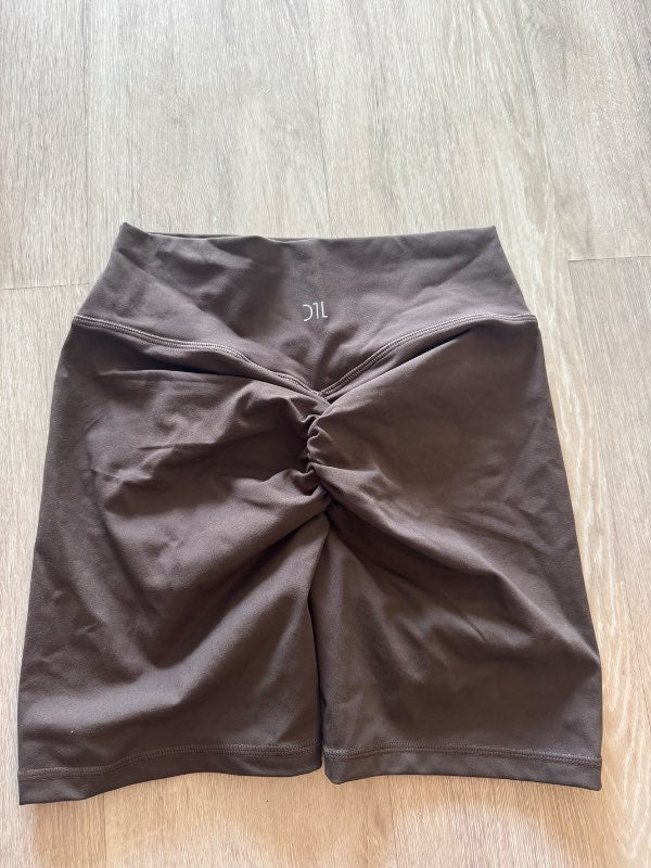 DTL scrunch stuttbuxur brúnar