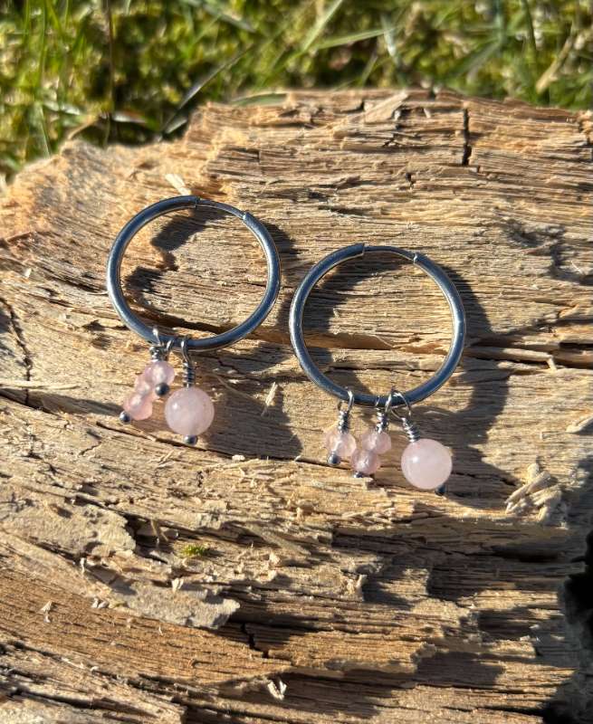 Eyrnalokkar m / Rose Quartz