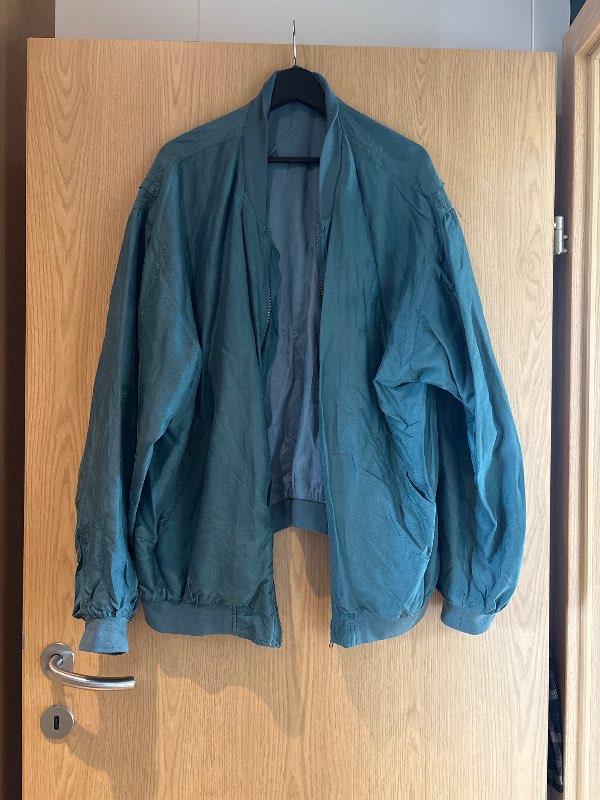 Grænblár oversized silki jakki