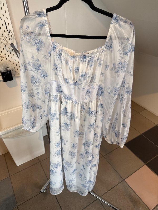 Shein white dress with blue flowers