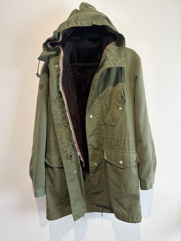 Army zip lined long coat