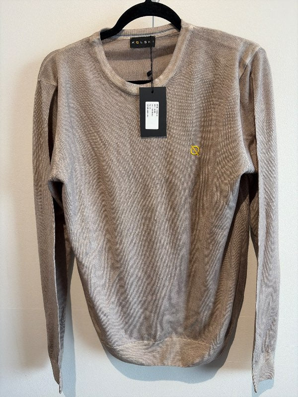 Peysa beige acid wash ull