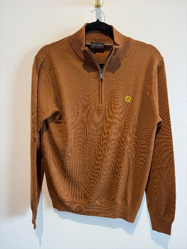 1/4 zip peysa brún ull