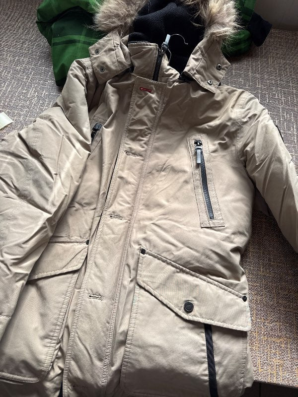Man beige winter jacket