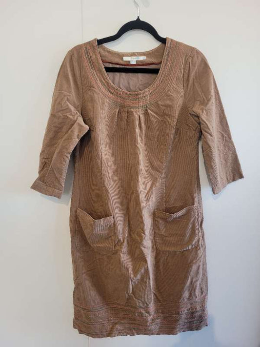 Vintage brúnn kjóll m/vasa