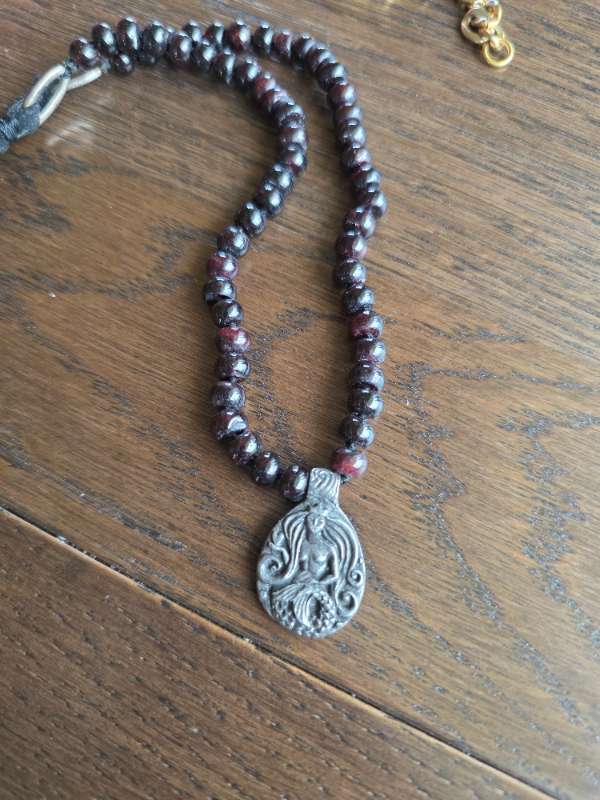 Garnet mermaid necklace