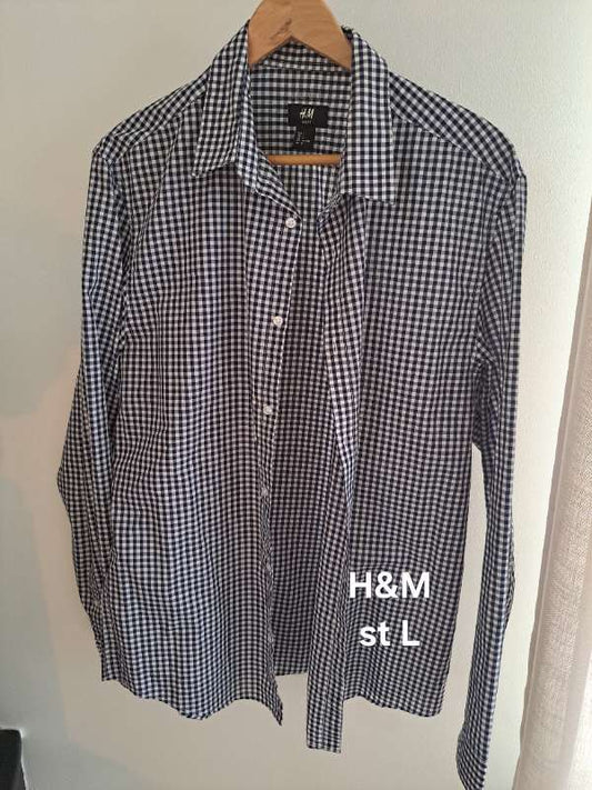 H&M skyrta blákóflótt
