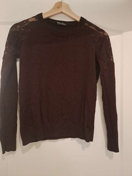 Vínrauð Selected peysa m/blúndu