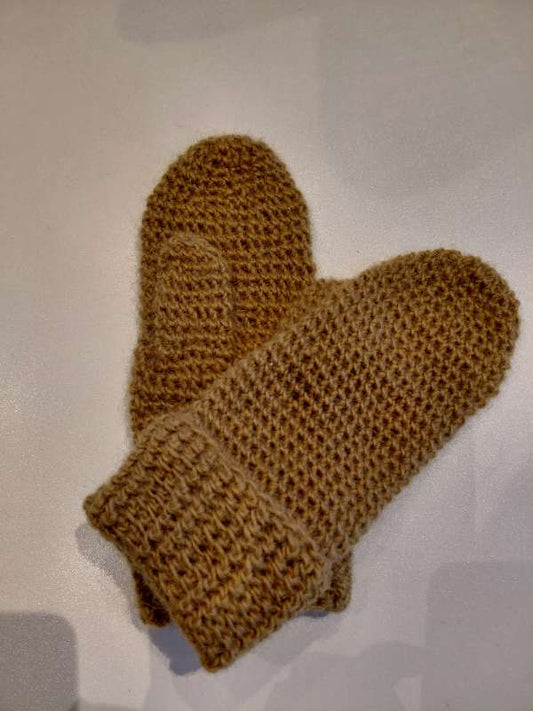 Vettlingar hekklaðir gulir