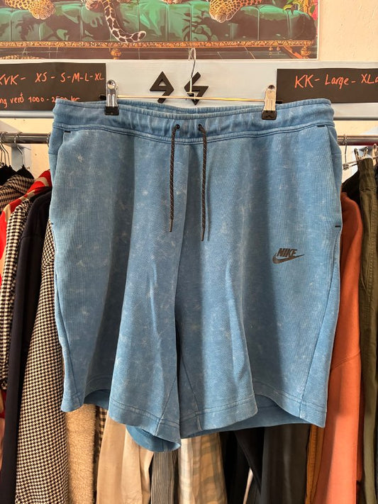Nike techfleece stuttbuxur bláar