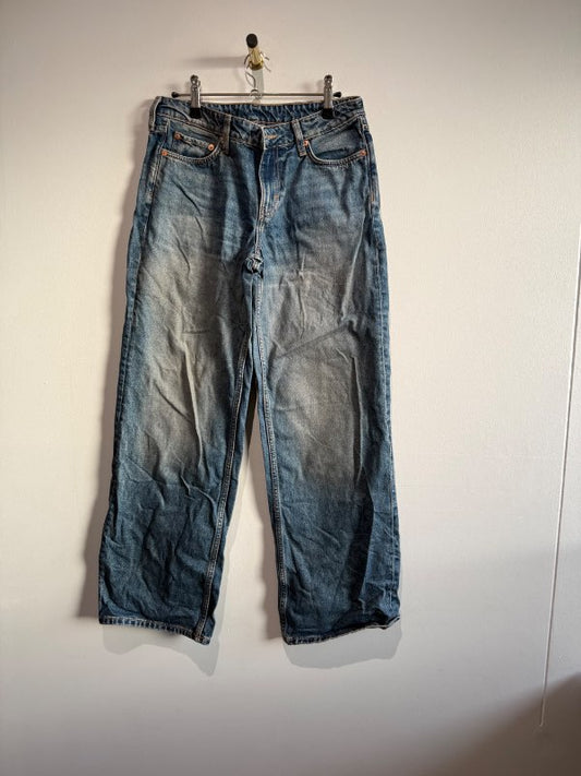 Low waistBláar washed gallabuxur