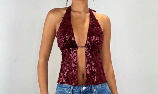 Rauður glimmer toppur