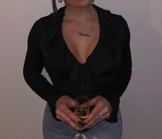 Svartur síðerma m kögri