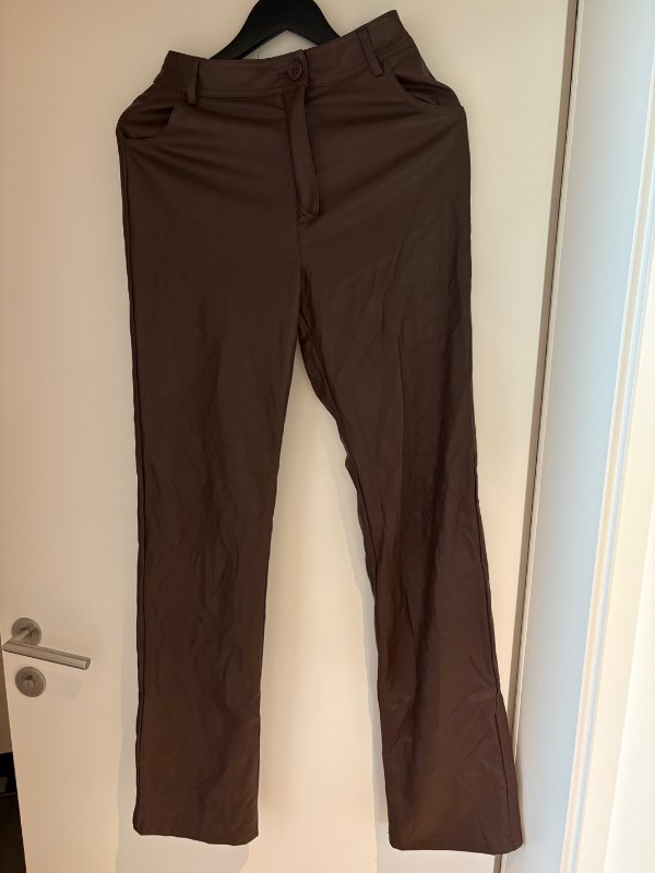 Topshop leðurbuxur brúnar