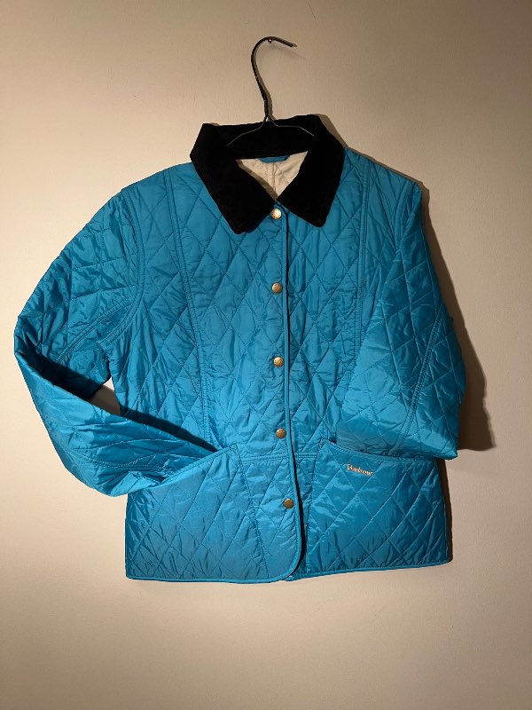 Barbour vatt jakki ljósblár