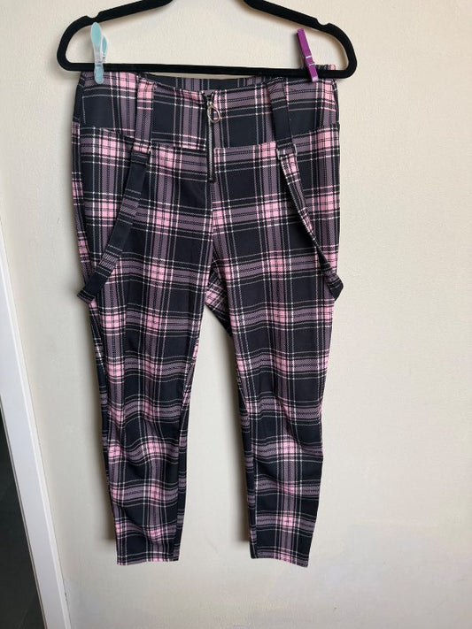 Bleikar plaid buxur