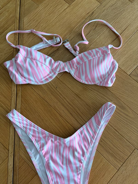 Bleikt mynstur bikini sett