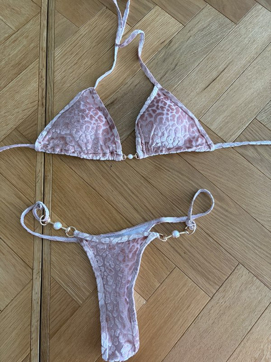 Bikiní sett bleikt hlébarða