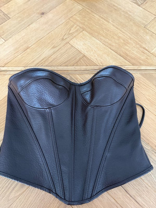 Brúnt leður corset