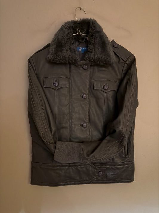 Adidas leather jacket gray