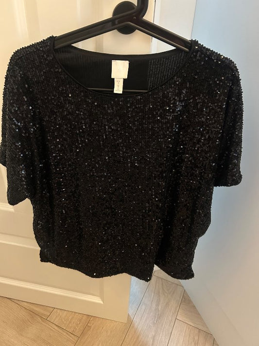 H&M svartur pallìettubolur
