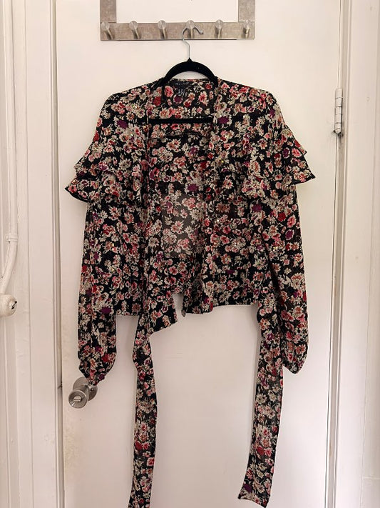 Flower shiny blouse