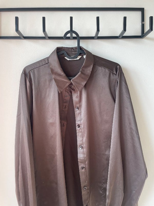 Brown satin shirt