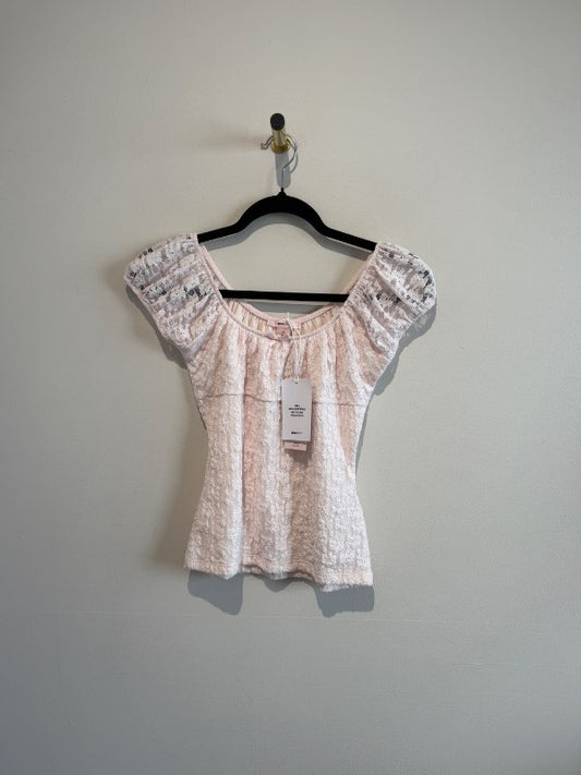 Gina tricot bleikur blúndu bolur