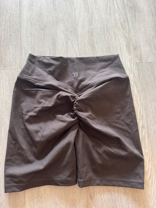 DTL scrunch stuttbuxur brúnar
