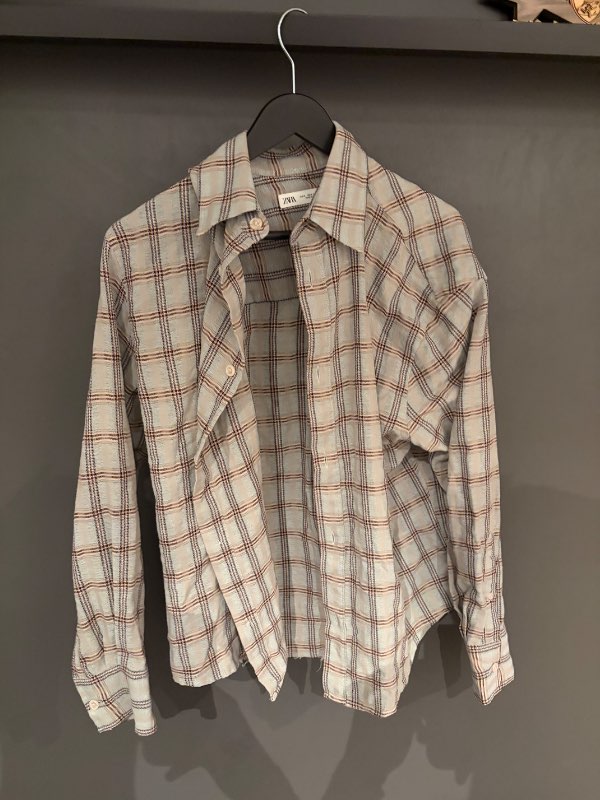 Zara flannel brúnn og grænn