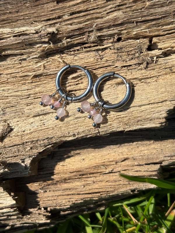 Eyrnalokkar m / Rose Quartz