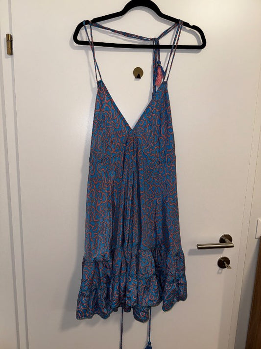 Blue Tie-Back Mini Dress