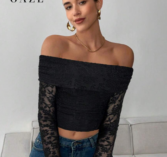 Lace off-shoulder top