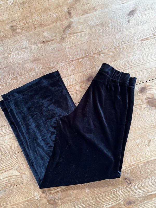 Monki Black velvet wide pants