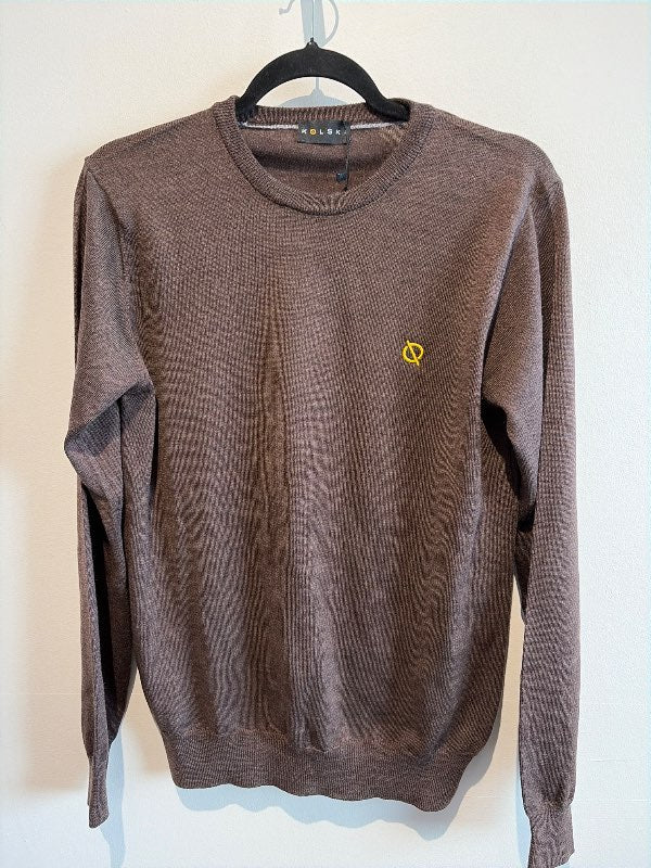 Crewneck peysa brún ull
