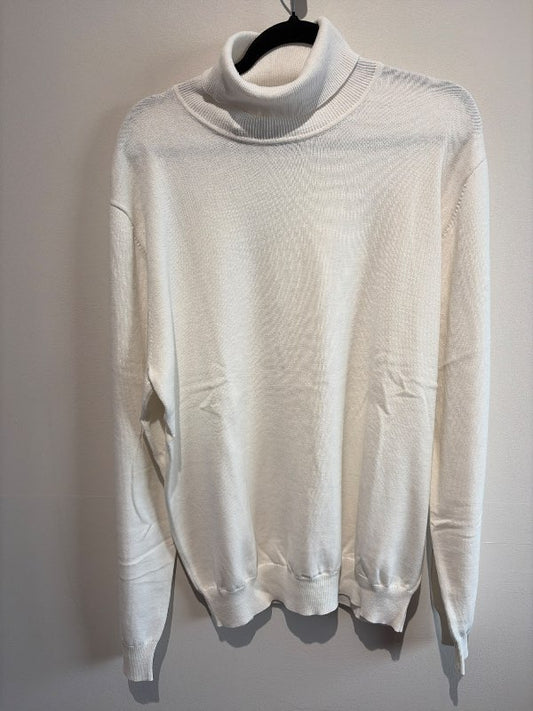 White cotton turtleneck sweater