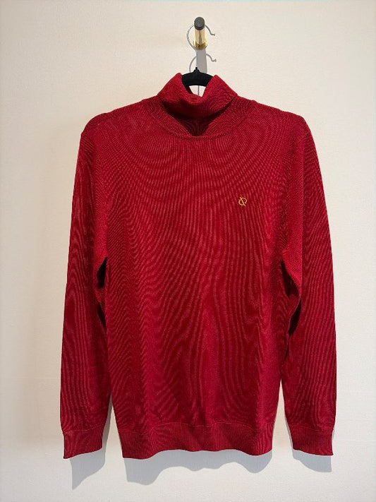 Red turtleneck sweater