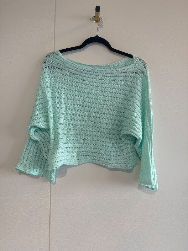 Offshoulder turquoise peysa