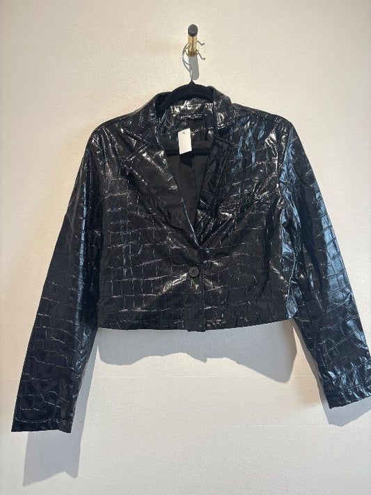 shein svartur leðurjakki