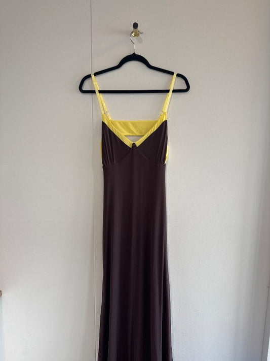 ASOS brúnn & gulur kjóll