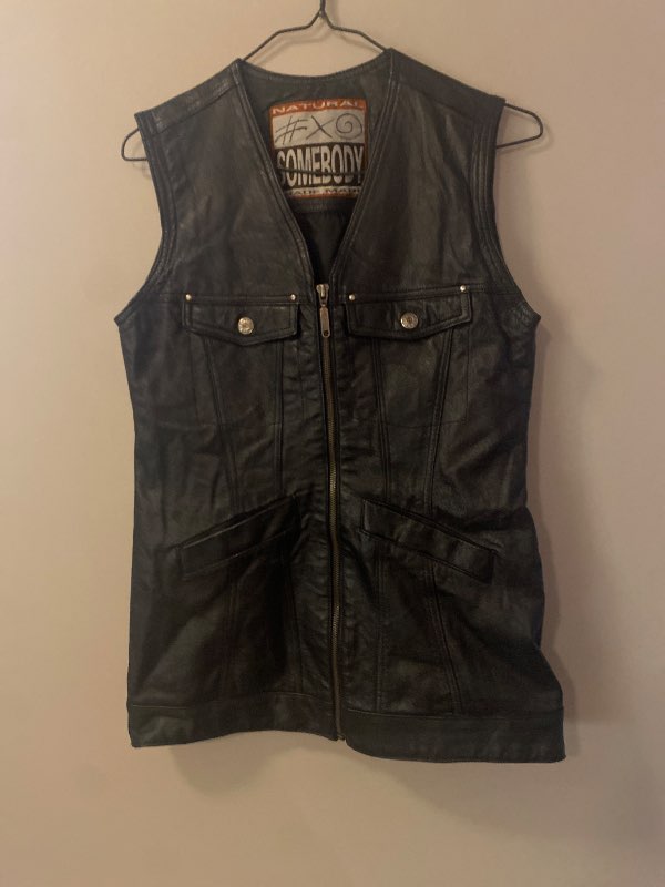 Natural leðurvesti í