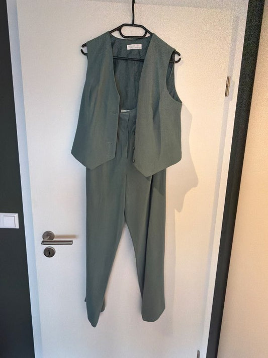 Grænar dragtarbuxur