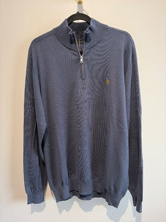 Sweater 1/4 zip blue cotton