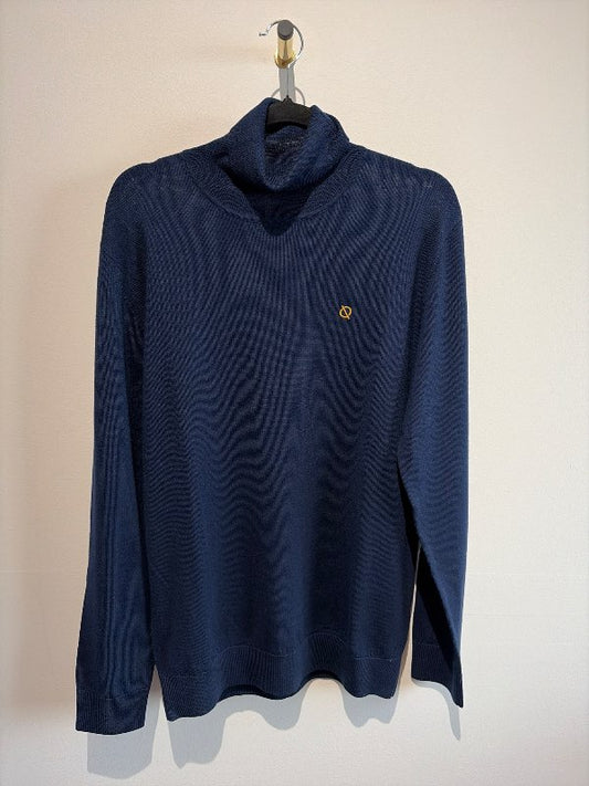 Blue wool turtleneck sweater