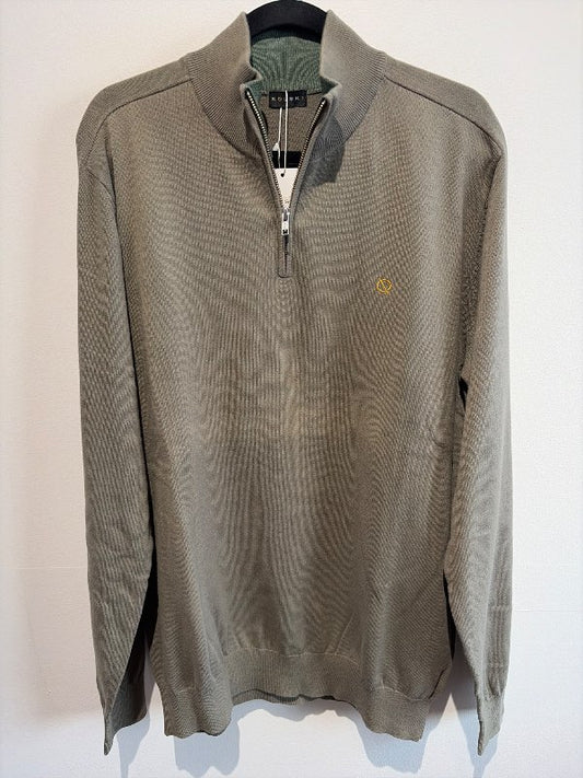 Sweater 1/4 zip green cotton