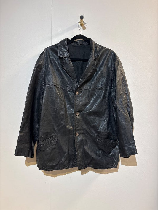 Vintage leðurjakki svartur/brúnn